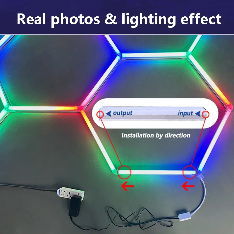 Remote Control Neon RGB Hexagon Honeycomb Light Gym Roomhome Cinema Party Club Gaming Wall Stage Bar Garage Ceiling Light