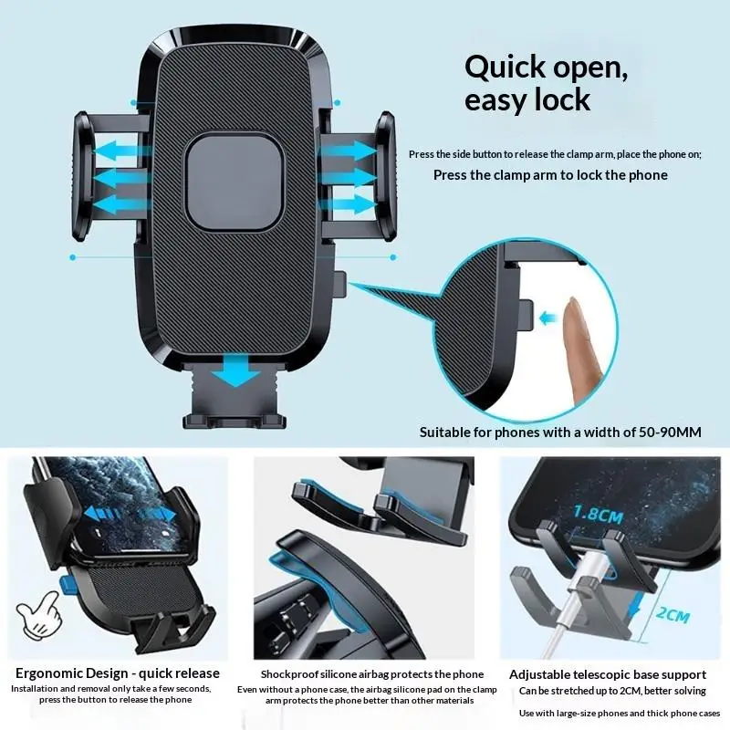 Universal Car Dashboard Phone Holder 360° Rotation Non-Slip Silicone Pad Shockproof Phone Mount Fit All Smart Phones for Drivin