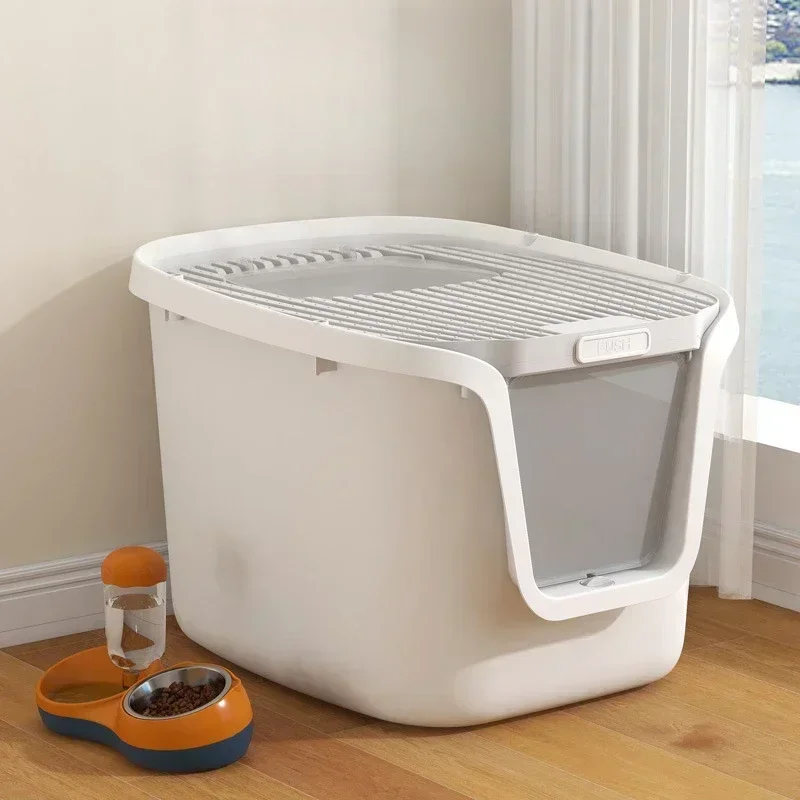 High Value Cat Litter Box Super Large Space Cat Toilet with Lift Cover Clean Sandbox with Multi-Directional Access for Cats