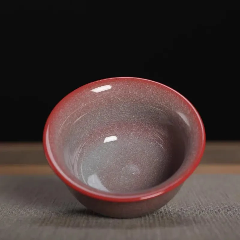 Longquan Ge Kiln Celadon Master Jin Lian Red Top Fish Roe Pattern Big Tycoon Cup Crackle Ceramic Kung Fu Tea Set Host Teacup