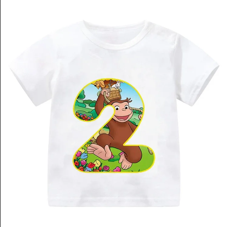 

Summer Funny Monkey Print Cartoon Boys Clothes 2 3 4 5 6 7 8 9 Years Birthday Number Kids T Shirt Tops