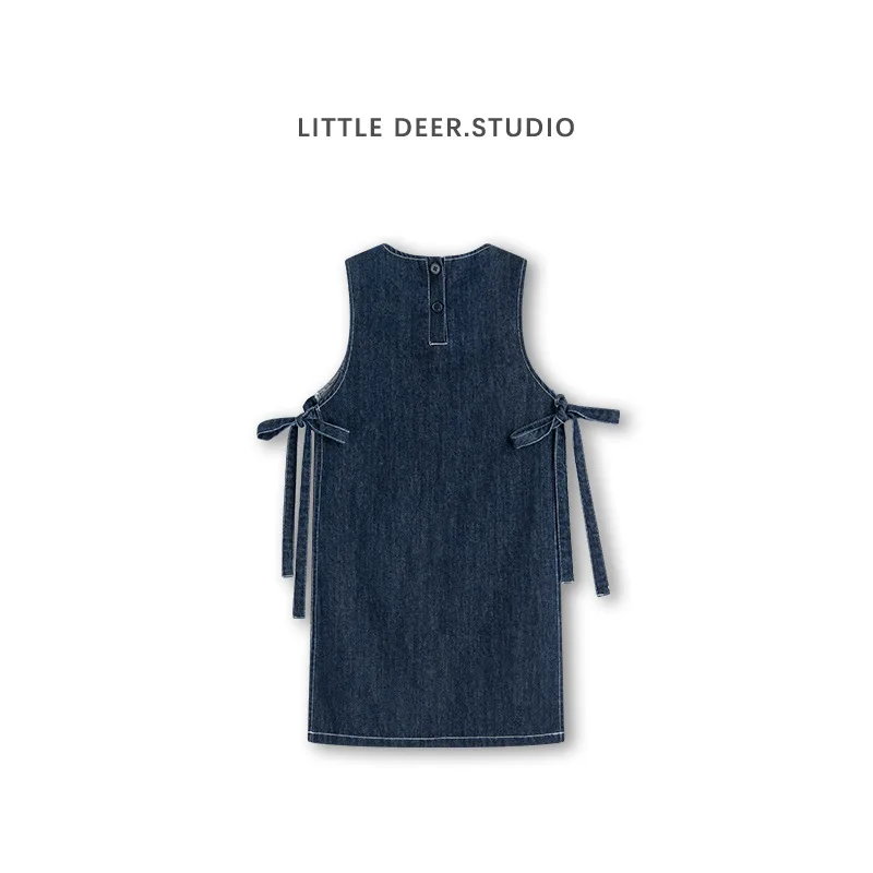 Girls Dress Girls Denim Skirt 2024 Spring New Childrens Korean Style Retro Simple Everything Cowboy Strap Western-style Dress