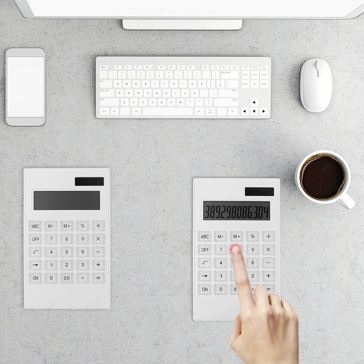 

Solar Calculator Big Buttons Flat Cute Mechanical Slim White Abs Large Small Student