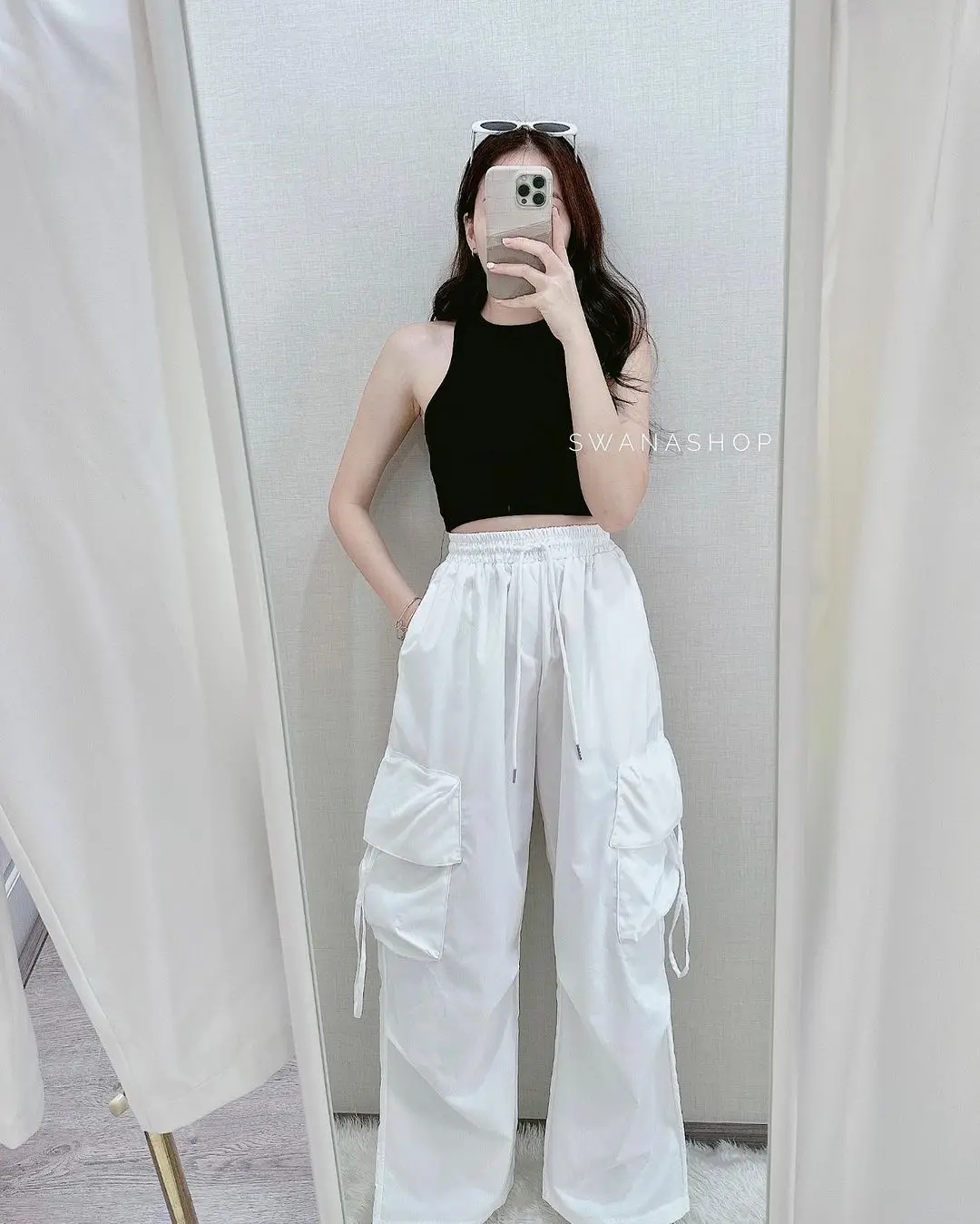 Retro Vintage High Street Baggy Pants Fashion Women Oversized Drawstring Pocket New Pant Casual Streetwear Loose Jogger Trousers