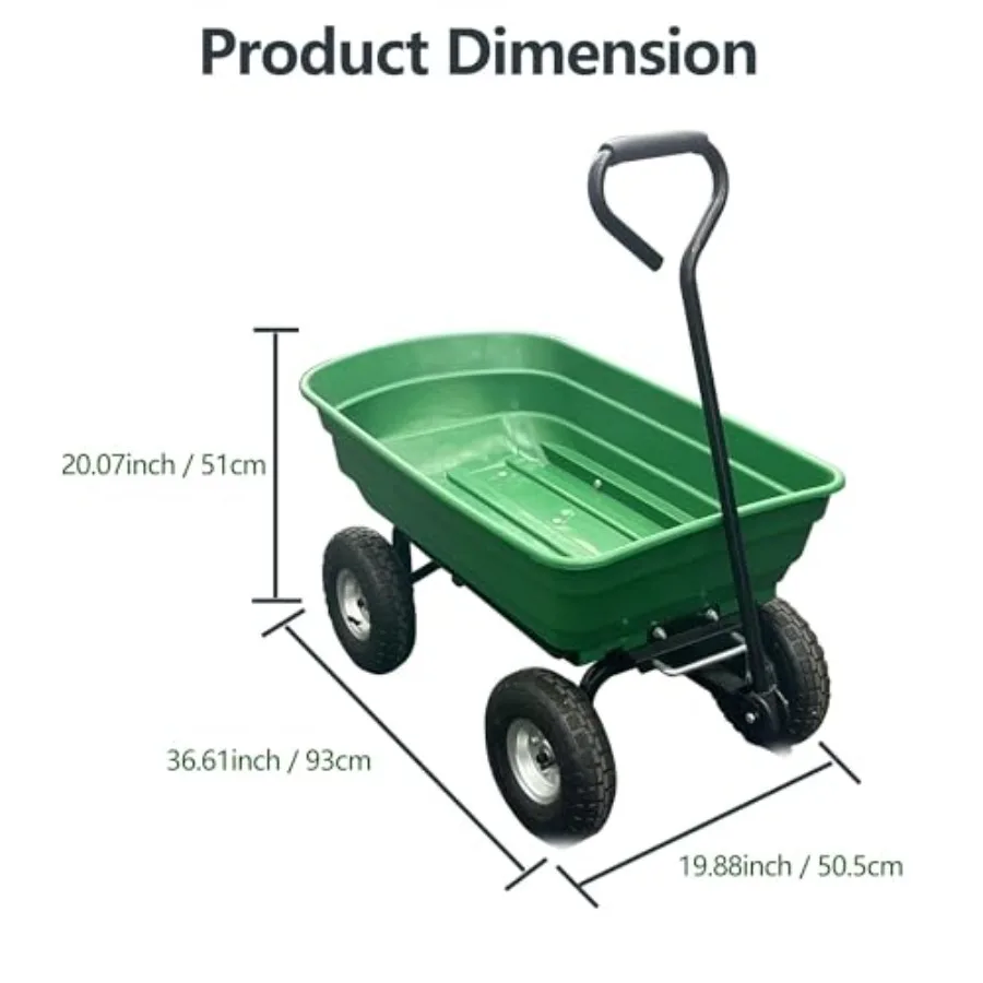 600Lb Wheelbarrow Dump Garden Cart with 4 10