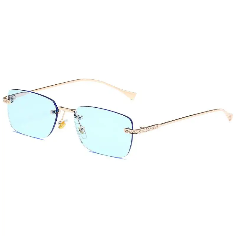 Rimless Square Sunglasses for Women Ins Style Small Rectangle Punk Sun Glasses UV400 Protection Street Shoot Eyewear for Women