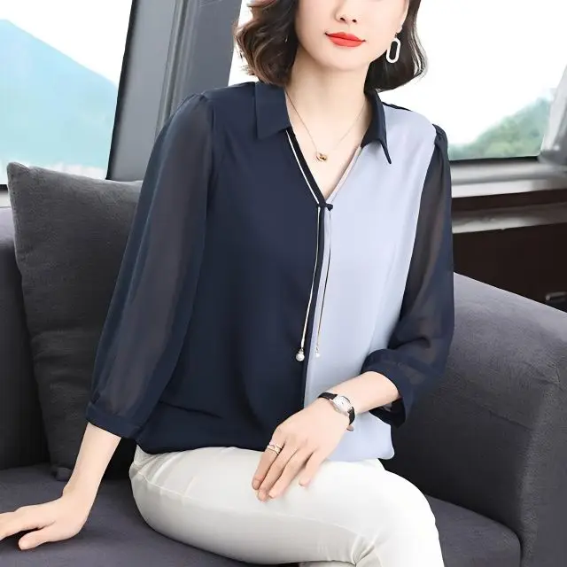 

Women in Spring 2025 New Fashionable and Fashionable Shirt for Middle-aged Mother Shirt for Centre-sleeved Temperament Top