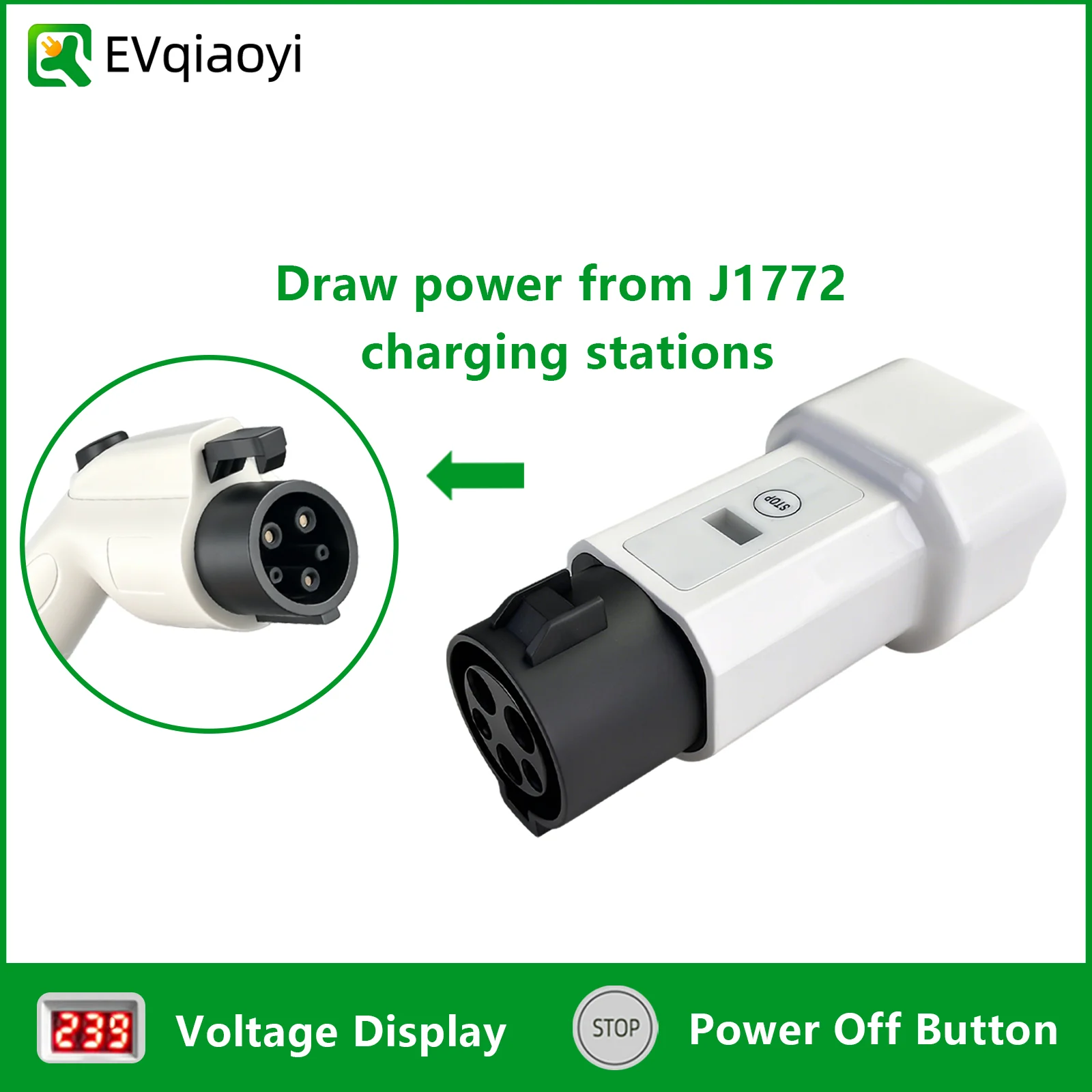 EVqiaoyi Type1 to Schuko Socket EV Adapter J1772 Male Discharging Plug Charging Station Accessories Powering Household Devices