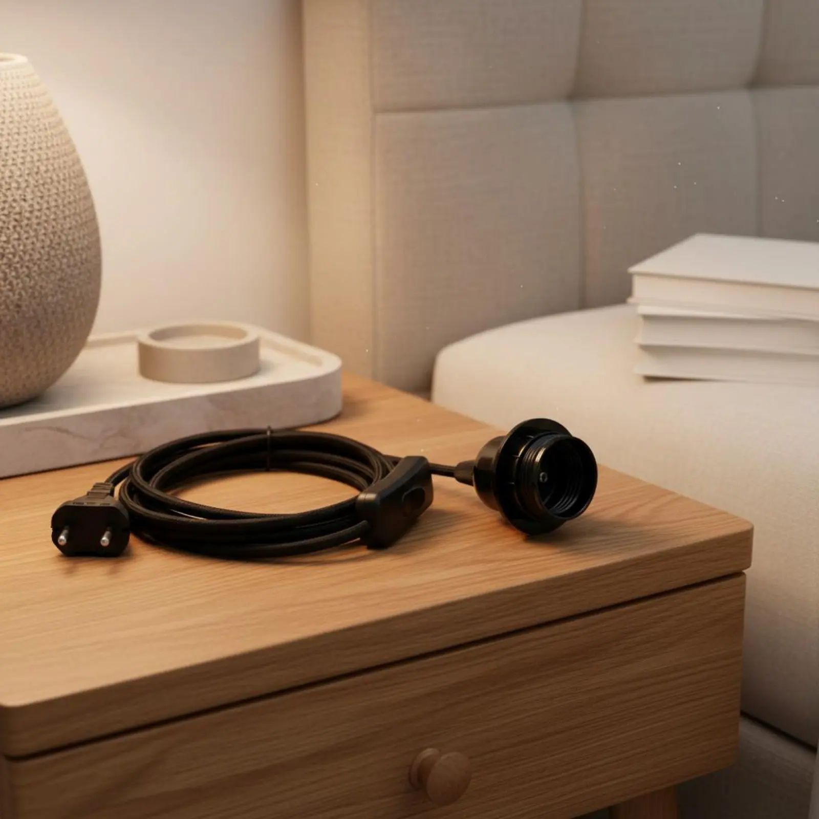 

Шнур для подвесного светильника E27 в винтажном стиле, с промежуточным основанием/цоколем E27, плетеный текстильный, огнестойкий, для домашнего декора