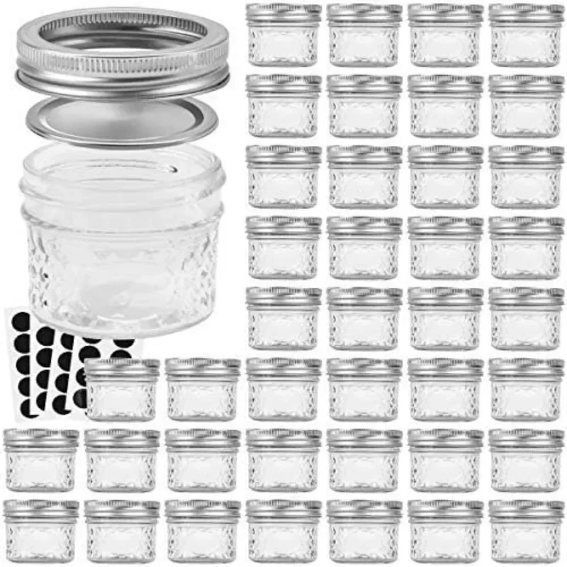 

Mason Jars 4 OZ, Canning Jars With Regular Lids, Ideal for Jam, Honey, Wedding Favors, Shower Favors,40 PACK