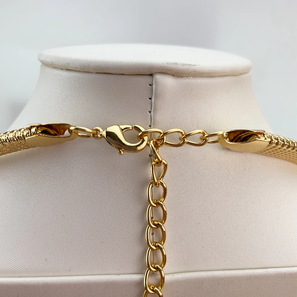 Newest Italian Gold Plated Jewelry Women\'s Wedding Party Banquet Dubai Big Pendant Light Weight Bold Jewelry Sets FHK21121