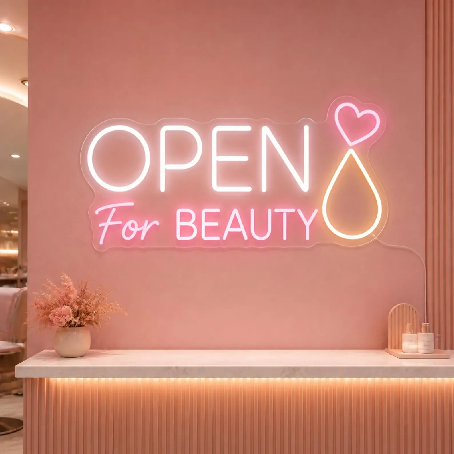 Beauty Studio Neon Sign,Open for Beauty Wall Light,Custom Salon Name Decor For Nail,Lash Or Brow Studio Reception And Photo Wall