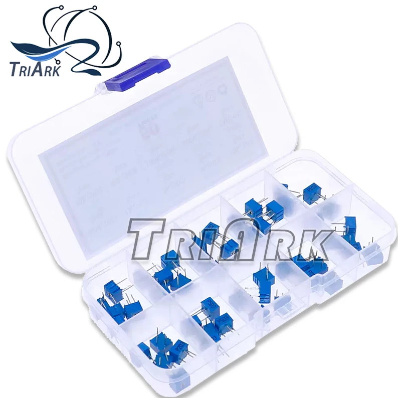 50PCS/Set 3362P Multiturn Trimming Potentiometers Kit 100R-1M 3362 Potentiometer 100 Ohm-1M Ohm 10Values*5PCS