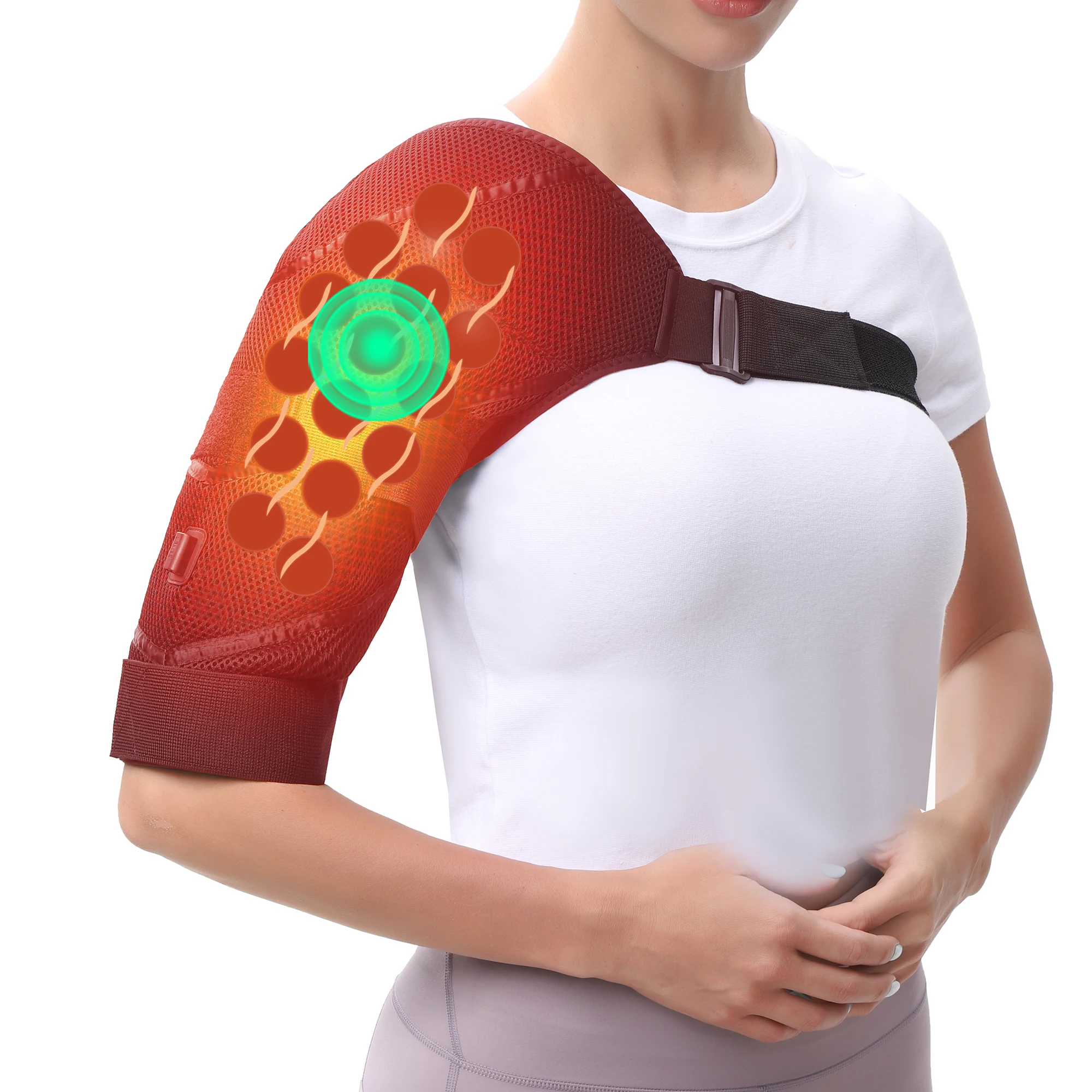 

Массажер для плеч с полным охватом, с подогревом, питание от USB, 3 режима: нагрев/массаж, облегчение боли при замороженном плече, артрите, расслабление мышц, унисекс