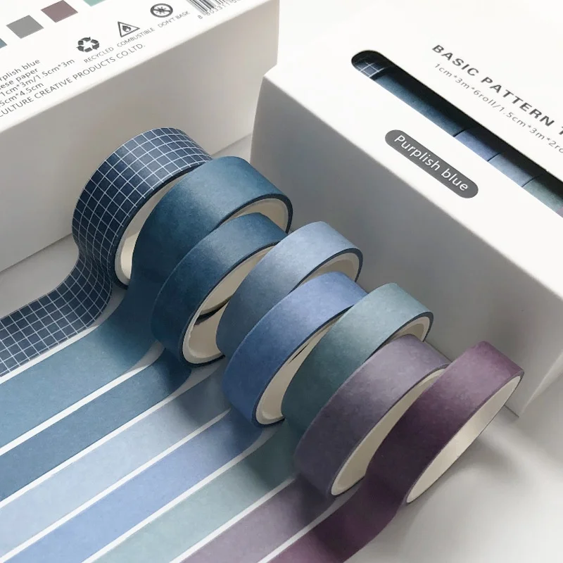 8 rollen per doos effen kleur decoratieve tape set DIY scrapbook journal decoratie schrijfwaren knutseltape