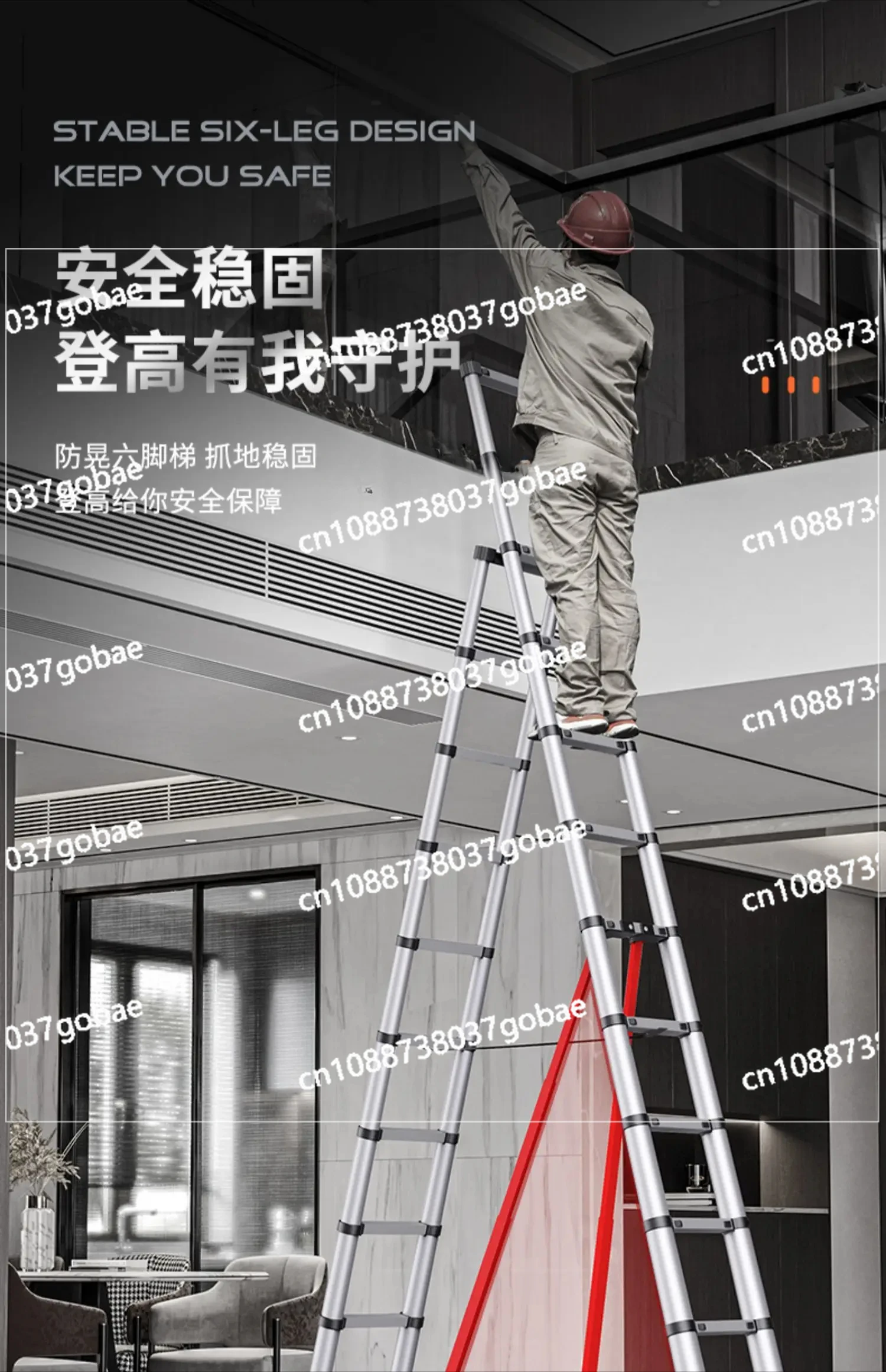 ZK Thickened Aluminum Alloy Villa Telescopic Ladder Empty Lifting Ladder Home Trestle Ladder Engineering Stairs