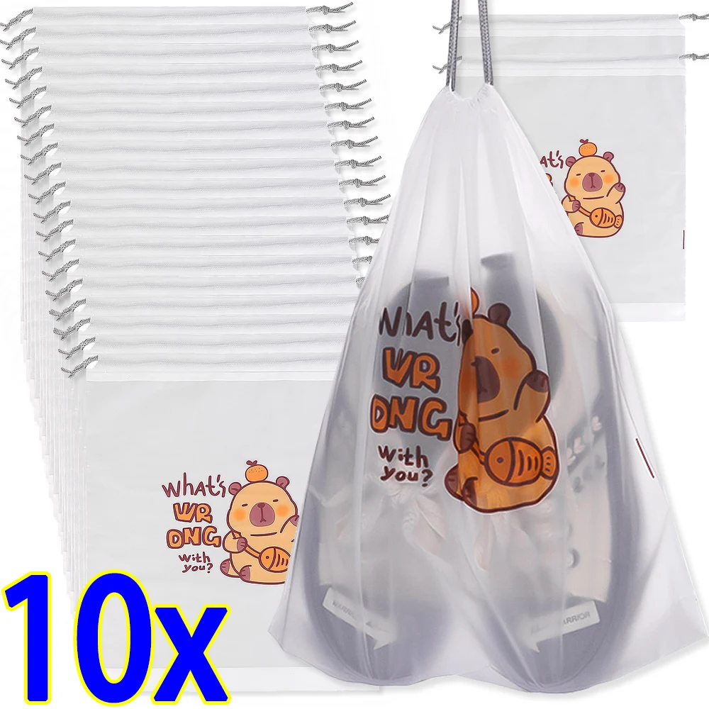 신발 보관 주최자 가방 여행 휴대용 방수 옷장 가방 포켓 의류 투명 교수형 패키지 귀여운 Capybara