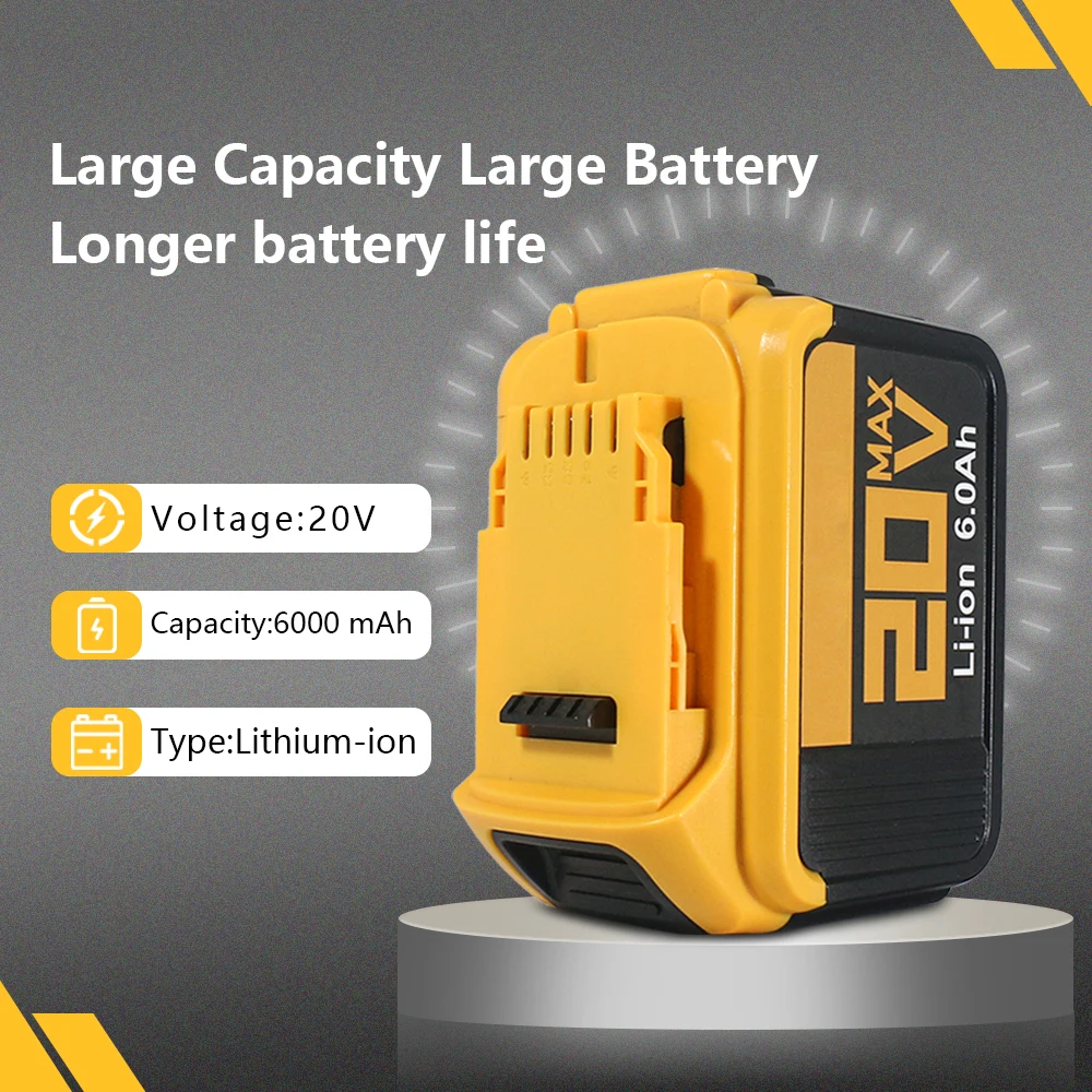 For DeWalt DCB200 Power Tools 6Ah 9Ah 18650 20V Lithium-Ion Battery For Dewalt 20V DCB206 DCB205 DCF845 DCF850 DCF892 DCF911