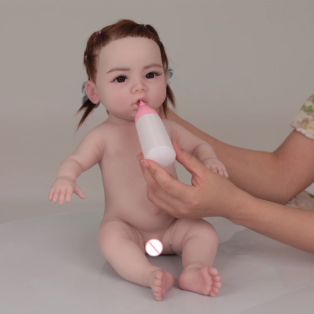 Bambola neonato con struttura scheletrata Reborn Daby in silicone realistico da 18,5 pollici, regali di Natale per bambini accompagnati