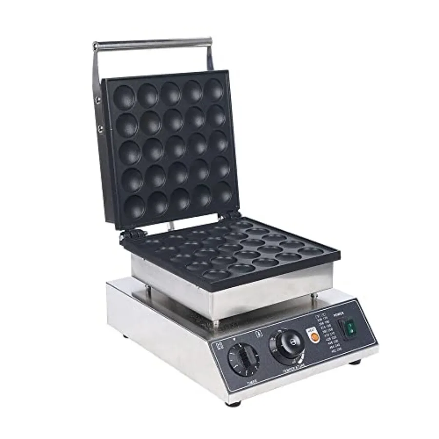 

Mini Pancake Machine for restaurants and snack bars, nonstick aluminum alloy, black, 1850W double heating with 25pcs 1.8-inch c
