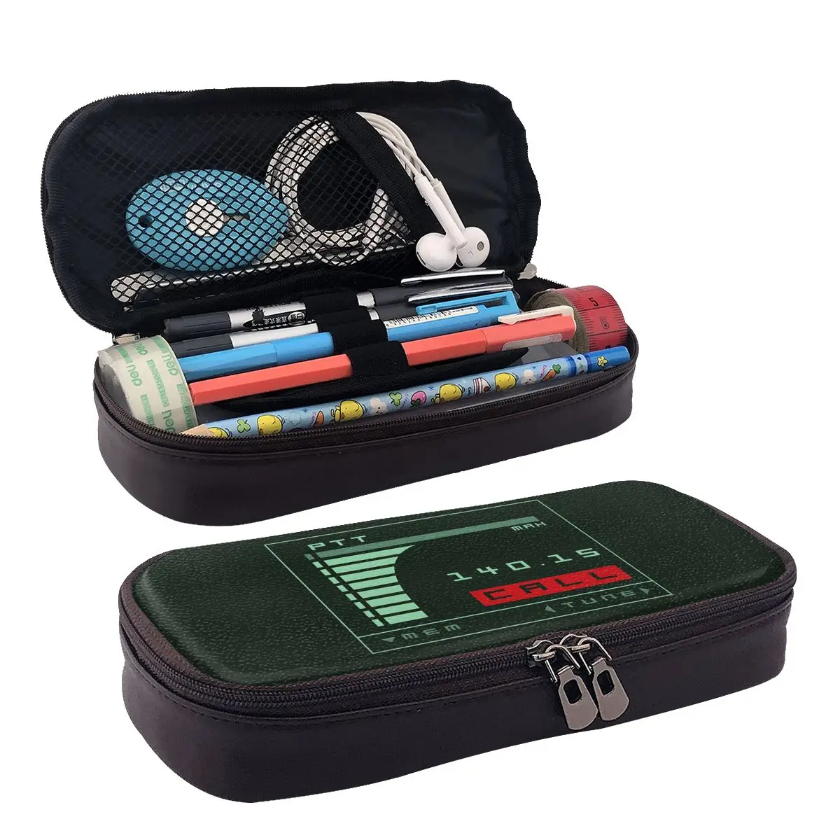 Estuche de cuero para lápices inspirado en la pantalla Codec de Metal Gear Solid de Kojima, para niños y niñas, caja para lápices escolar, bolsa para lápices, estuche para bolígrafos