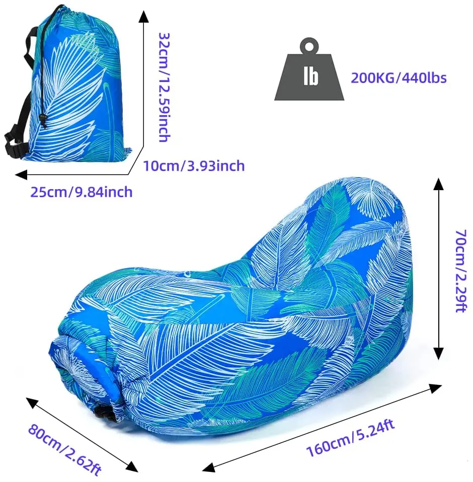 Instinct Inflatable Lounger Camping Beach Air Sofa Outdoor Lazy Bag Fast Inflatable Air Sleeping Bag