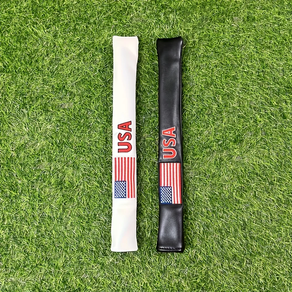 USA Golf Club Positioning Rod Protective Cover - Durable Black and White Protective Cover with American Flag Design