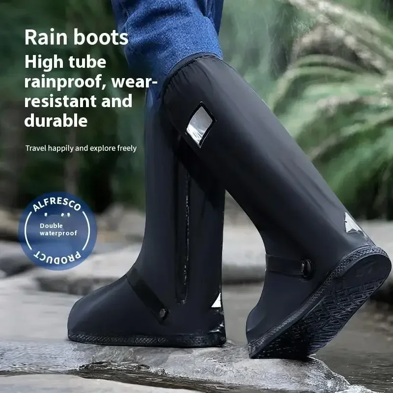 

1Pair Rain Boot Shoe Cover Black Waterproof Reflective High Top Reusable Motorcycle Cycling Bike Clear Wear Shoes Dust Covers