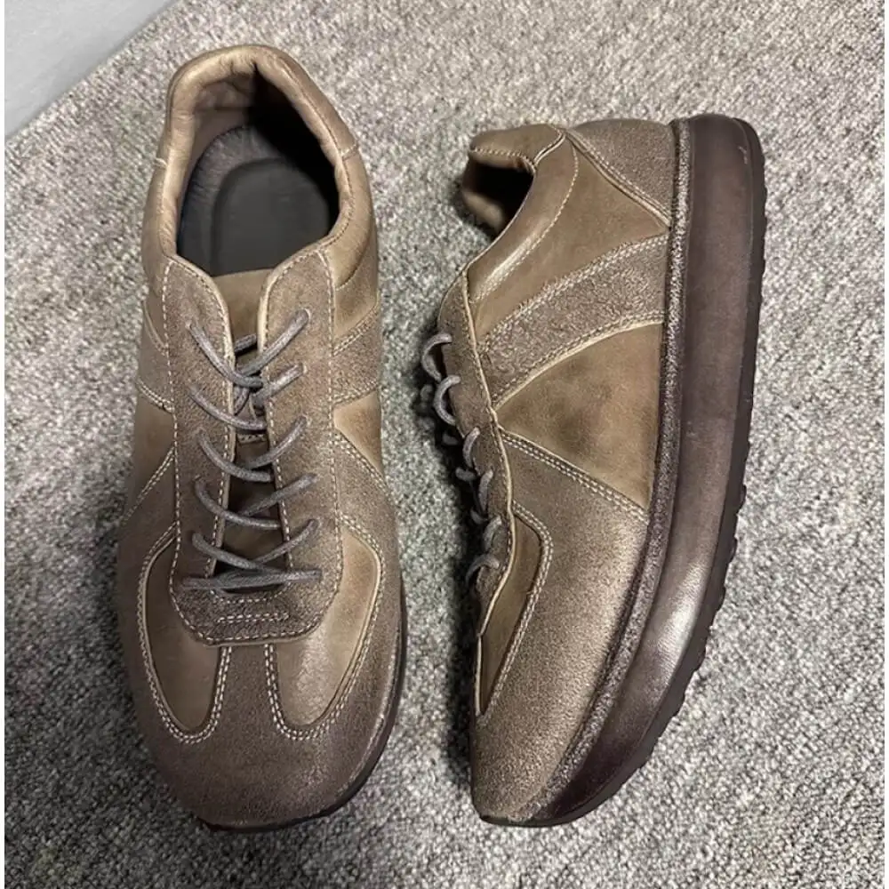 Handcrafted Grey Leather Suede Sneaker – Premium Comfort, Classic Style for Gentlemen