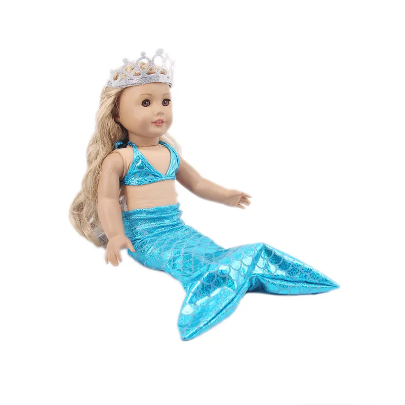 Vestiti per bambole costumi da bagno a sirena corona Fit bambola americana da 18 pollici e accessori per bambole Reborn da 43cm, giocattolo di nostra generazione, regalo per ragazza