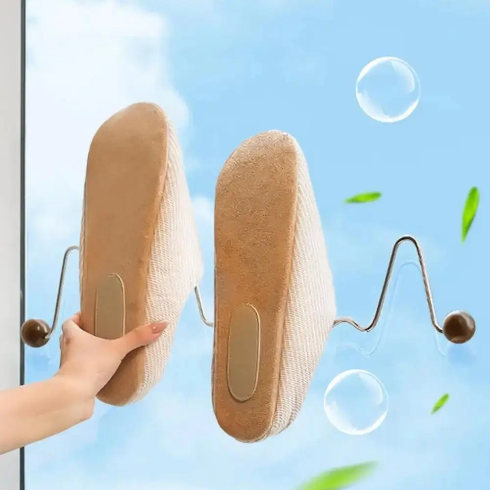 

Stainless Steel Suction Cup Shoe Rack Quickly Dry Removable Shoe Drying Hanger Waterproof Reusable Wall Mounted Shoe Holder