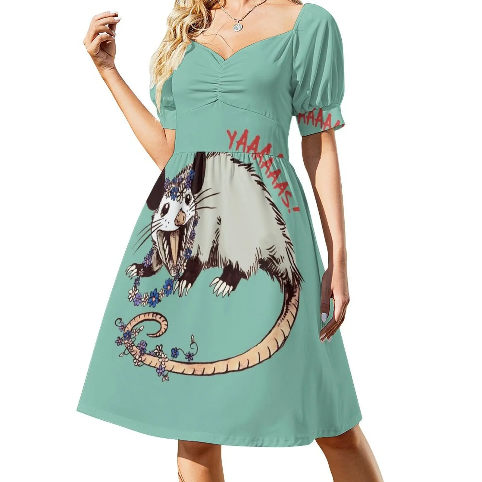 Daisy Chain Opossum Possum Yaaaas! Short Sleeved Dress Elegant gowns prom dress cocktail dresses Dress