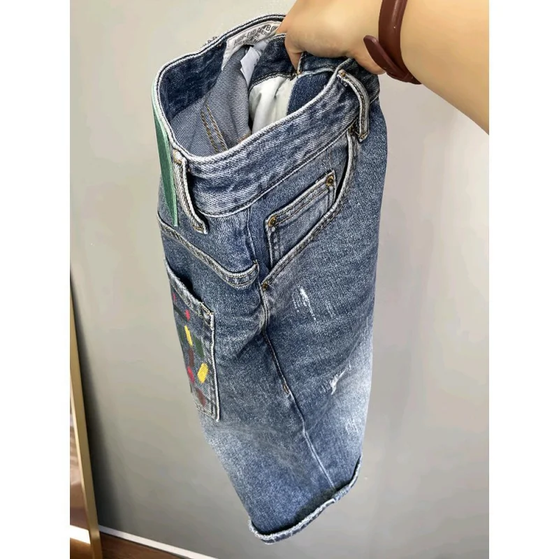 Quality Men Shorts Summer New Splashed Ink Graffiti Youth Straight Tube High-End Casual Fashion Versatile Elastic Five Part Pant