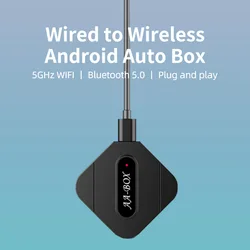 Car Mini AI Box for Android Auto Wireless Adapter Car OEM Radio Android auto Wired to Wireless Plug and Play 5Ghz WiFi