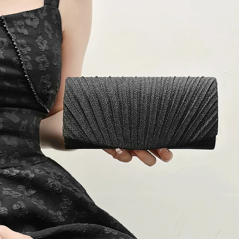 

Вечерний клатч, женский плиссированный свадебный кошелек с блестками, сумка через плечо с цепочкой для банкета, вечеринки, ужина, сумка XA13ZZ