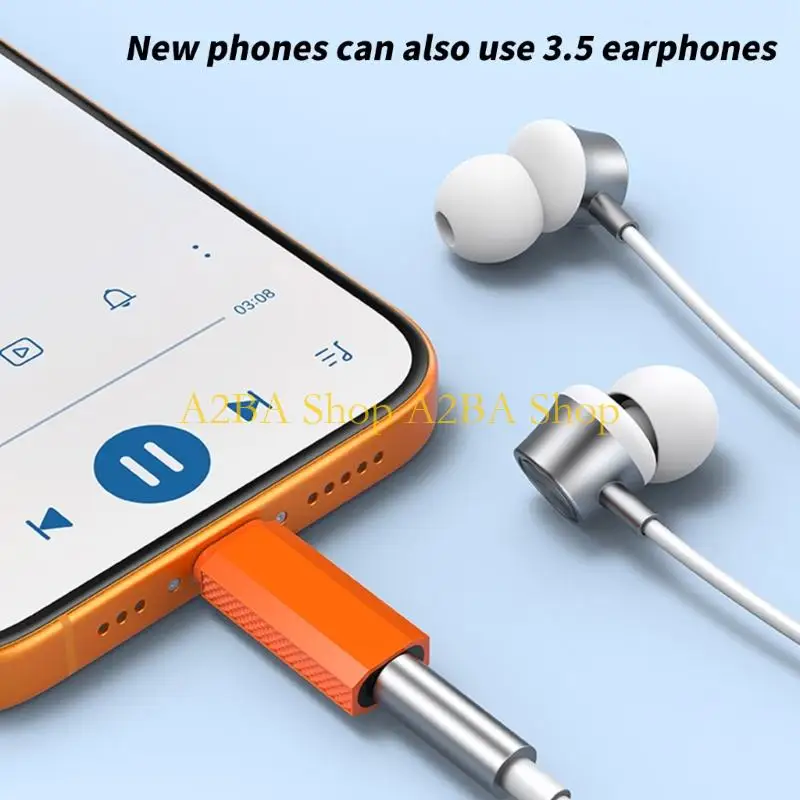 A2BA Type C to 3.5mm TRRS Female Sound Adapters Auto Detected External Sound Card Alloy Texture for Notebook Laptop