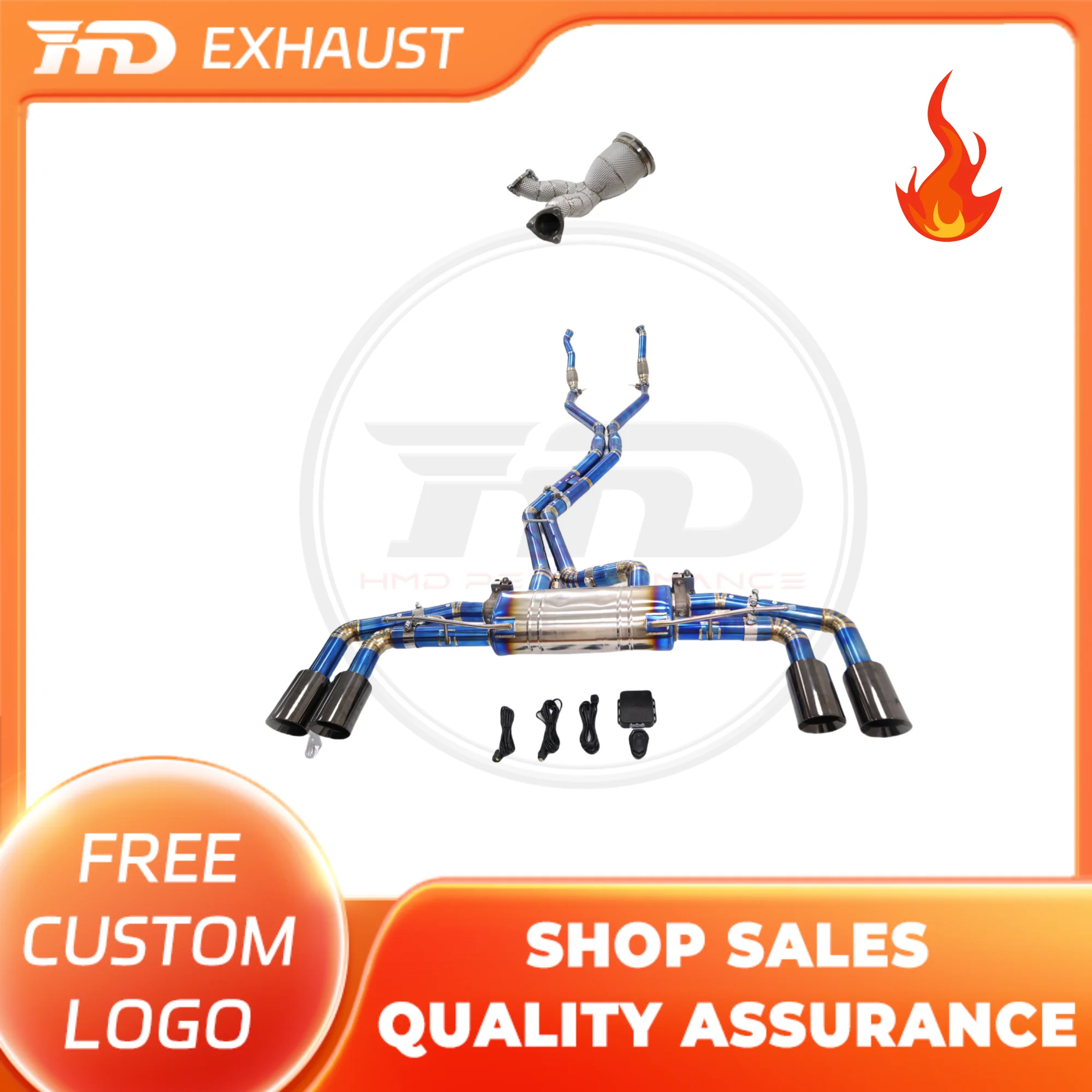 

HMD Hot sale Titanium Exhaust System Sport full Catback Exhaust for Audi SQ5 3.0T Muffler With Valve Middle Pipe