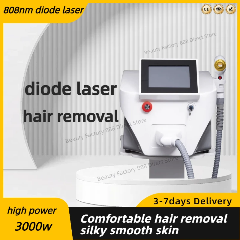 3000 واط إزالة الشعر CE جديد 808nm ديود إزالة الشعر بالليزر آلة المهنية شهادة الجليد 3 أطوال موجية لنزع الشعر