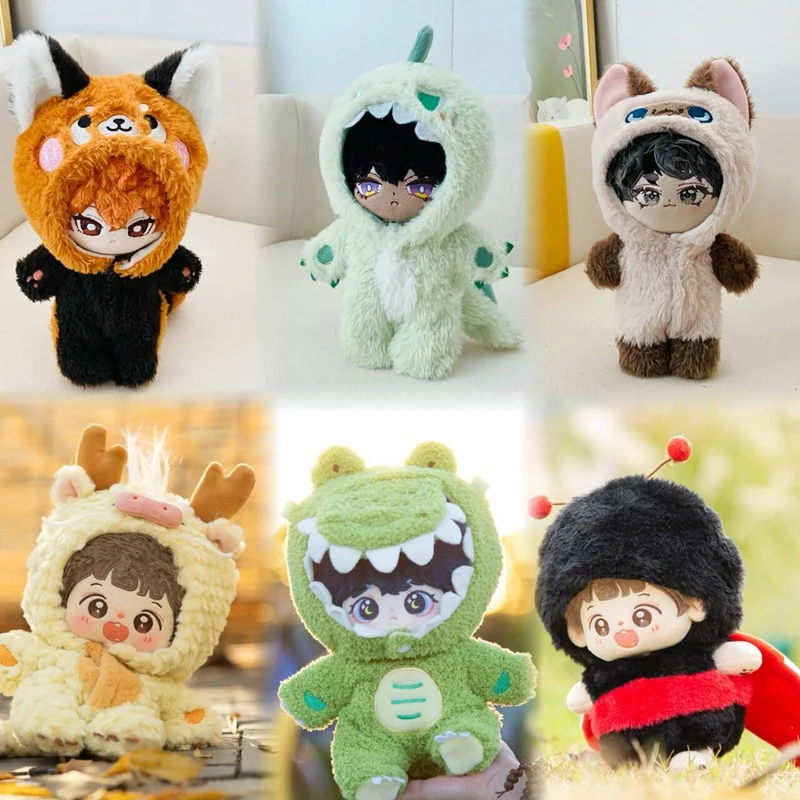 Doll Clothes for 20cm Idol Cotton Doll Outfit Accessories Dinosaur/Fox/Koala/Cat/Raccoon/Panda One-Piece Suit Collection Gift