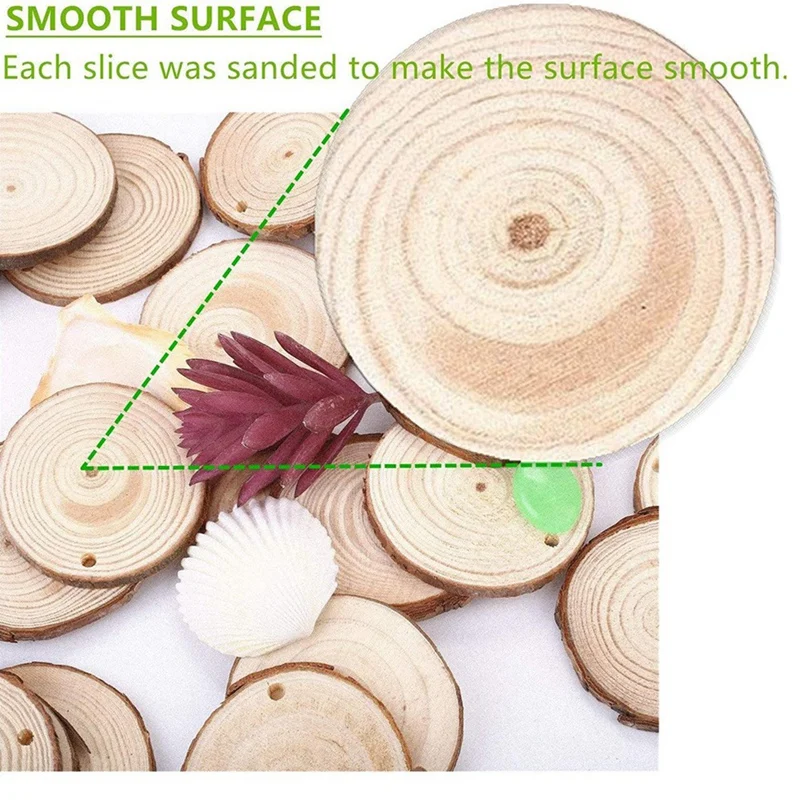 30Pcs Unfinished Wood Slices With Bark For Crafts Wood Kit Circles Log Discs For DIY Craft Wedding Ornaments