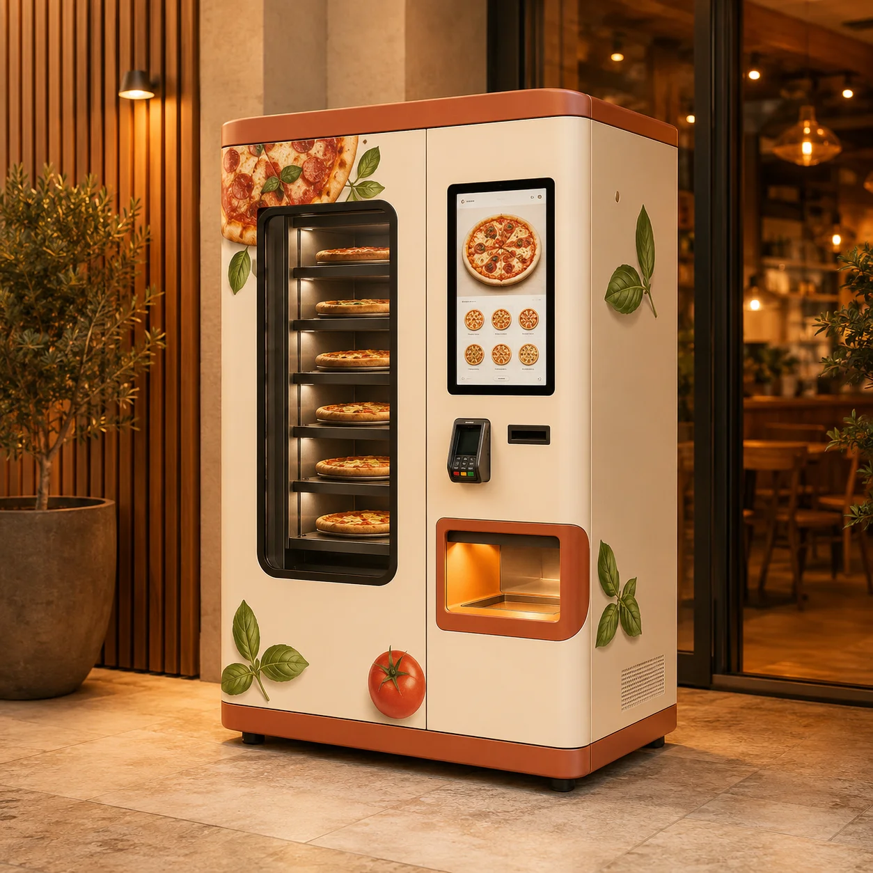 Fully Automatic Hot Pizza Vending Machine 10 Inch 12 Inch for Convenience Store and Mall