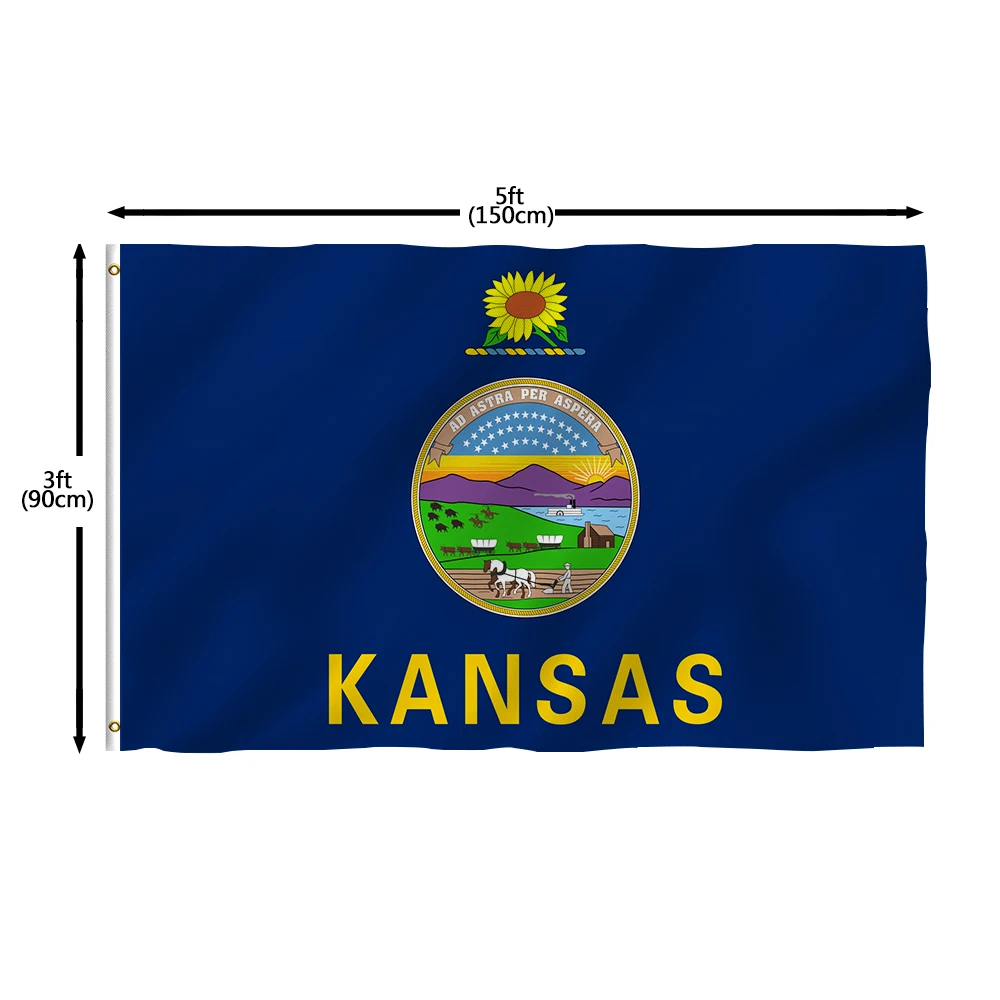 Flagnshow 100% Polyester USA America State of Kansas Flags