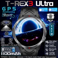 2025 nuevo reloj inteligente militar 1100Mah batería GPS brújula 5ATM tácticas impermeables linterna deportiva BT llamada reloj inteligente para hombres