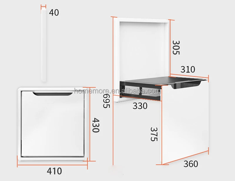 HOMEMORE DIY 40mm Thick Folding Hidden Chair Seat Heavy Duty Flip Save Space Invisible Wall Mounted Folding Chairs Bench Metal