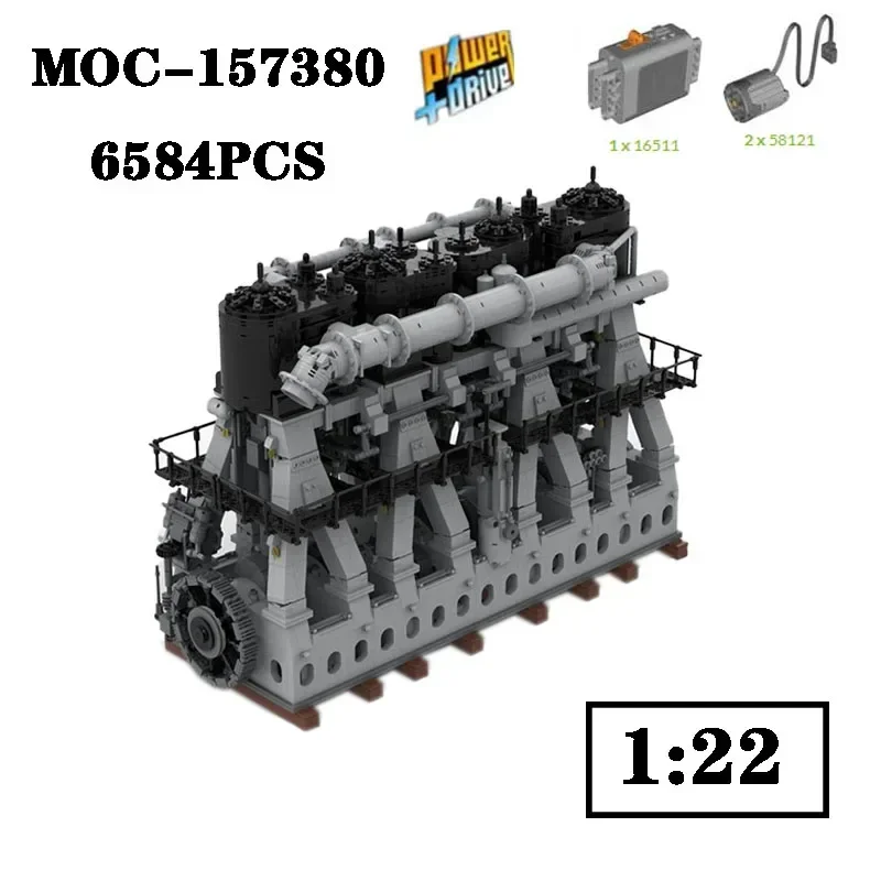 MOC-157380 Classic Movie 10294 Reciprocating Triple Expansion Steam Engine Assembly Splicing Building Blocks 6584 Toys DIY Gifts