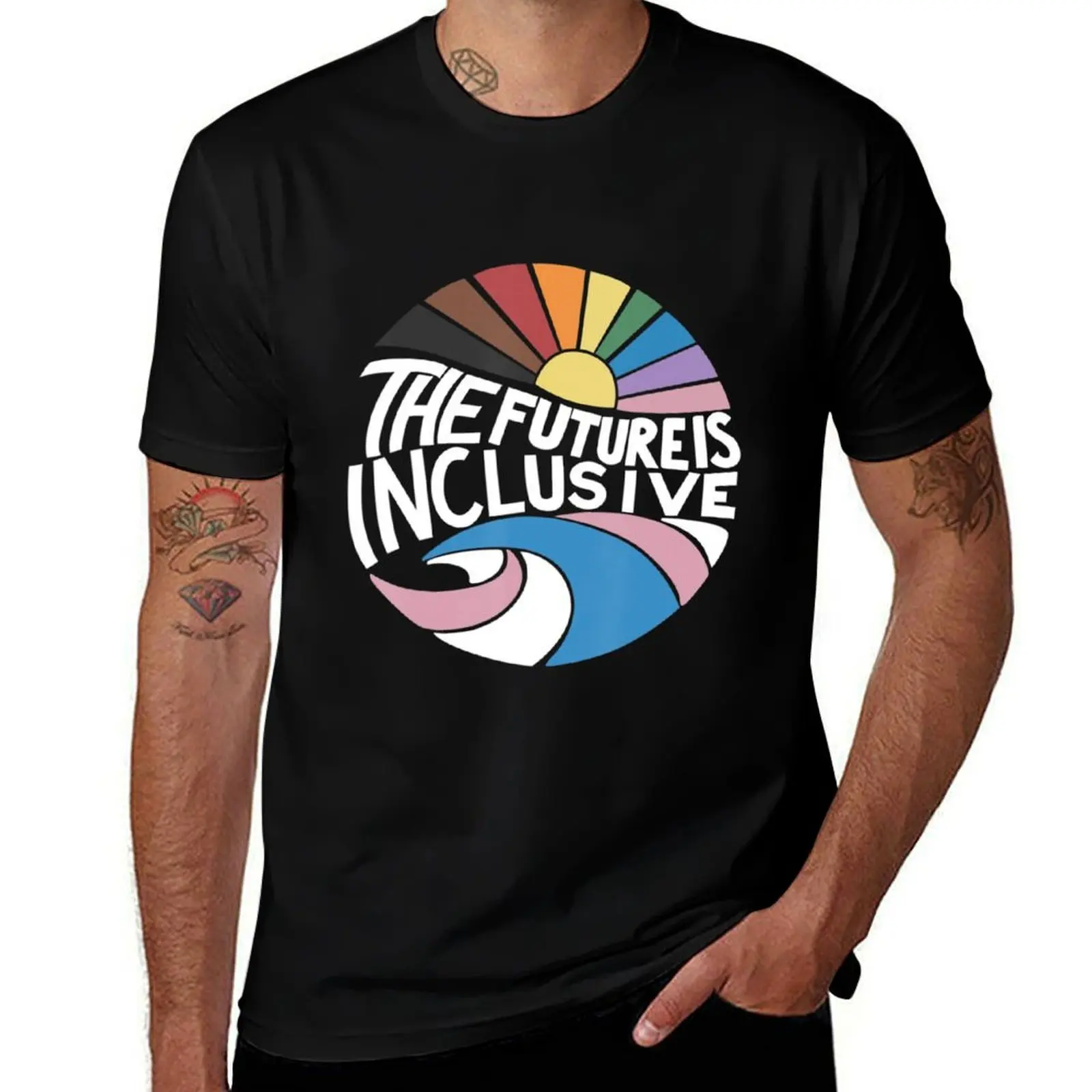 

Retro Vintage The Future Is Inclusive Lgbt Gay Rights Pride T-Shirt t shirt for man T-Shirt