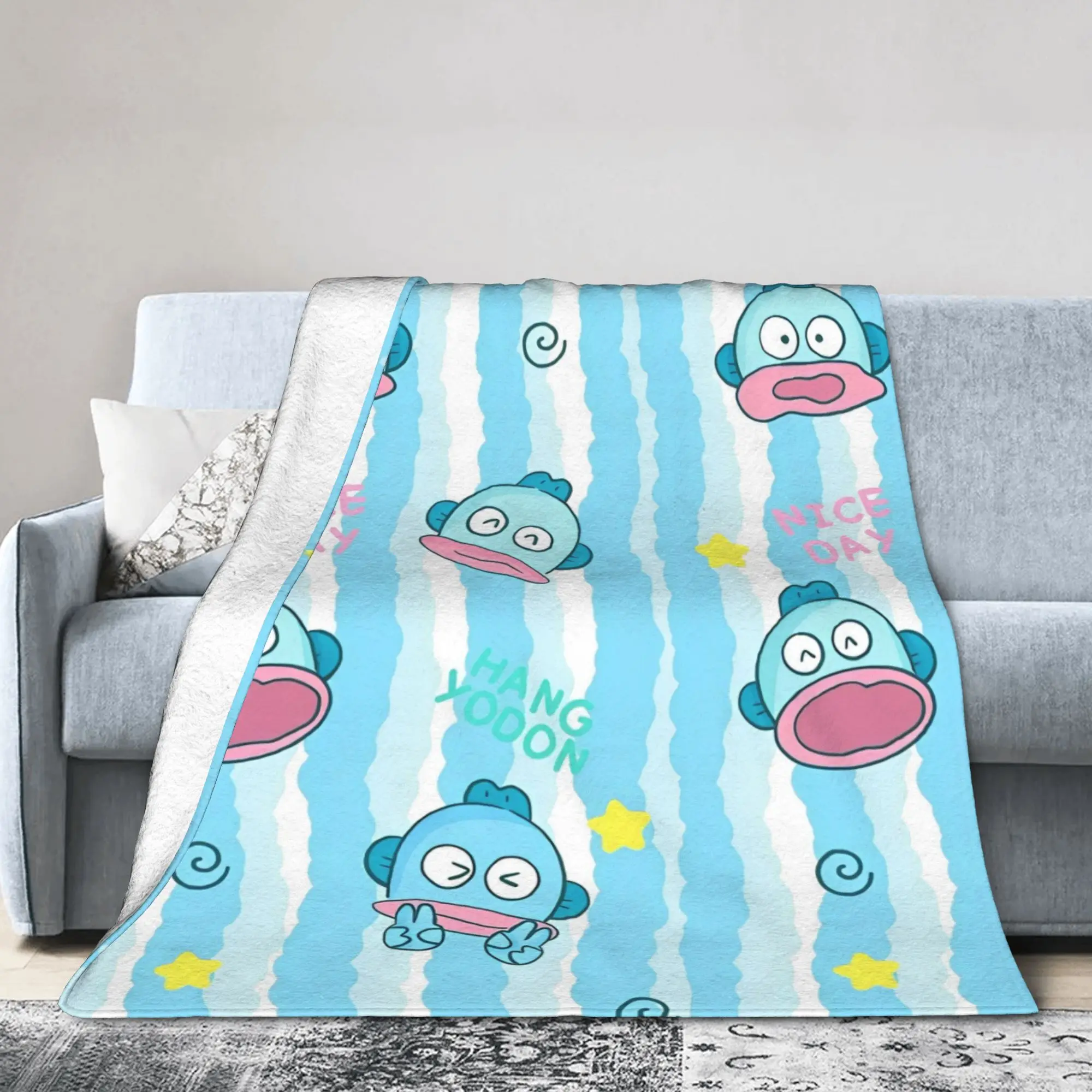 

Hangyodon милое мультяшное одеяло из кораллового флиса, плюшевое зимнее портативное легкое одеяло для дивана, дорожное постельное белье, пледы