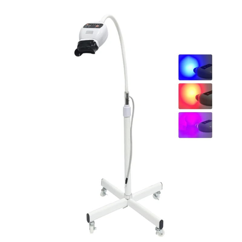 Mobile 8 LED den tal Teeth Whitening Bleaching Machine Cold Blue/Red/Purple Light Whitening Bleaching Accelerator