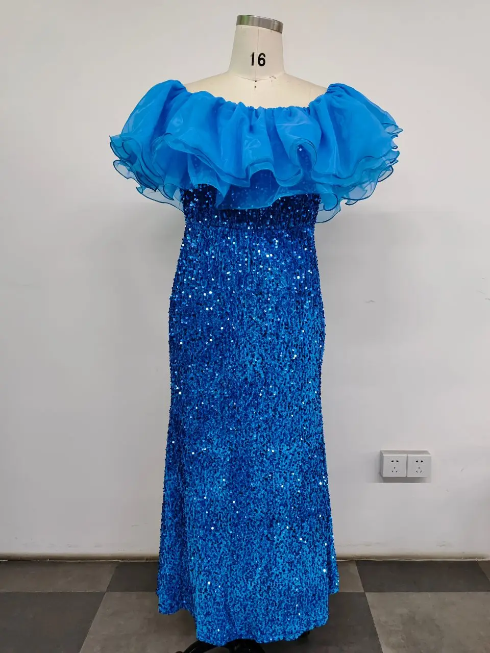 Vestido de noite de lantejoulas de malha feminino, tamanho positivo, elegante, grande, senhora, festa de casamento, moda, emenda, verão