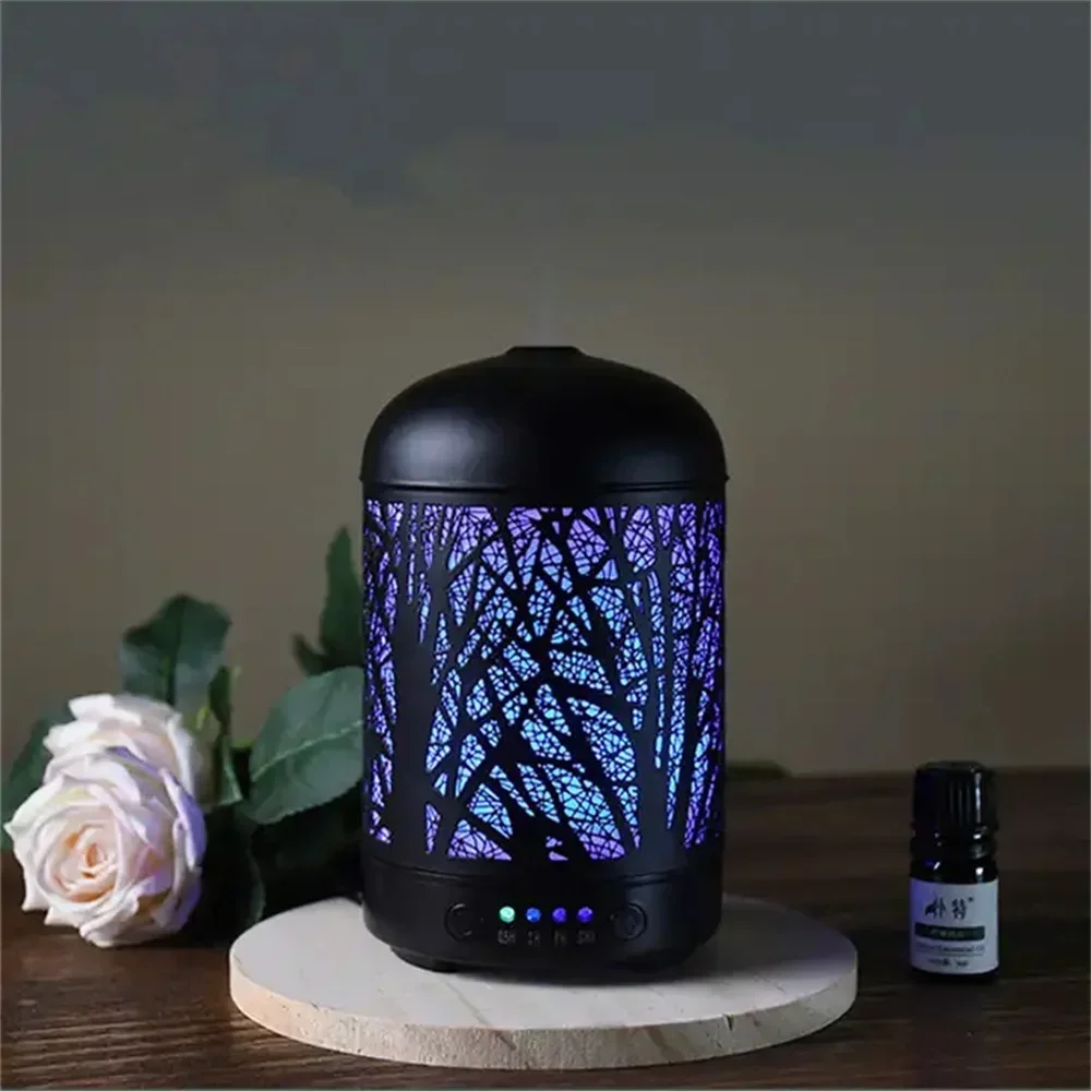 Metal Aroma Diffuser Ultrasonic Essential Oil Fragrances  Aromatherapy Humidifier 7 Color Changing  for Kids House Yoga 100ml